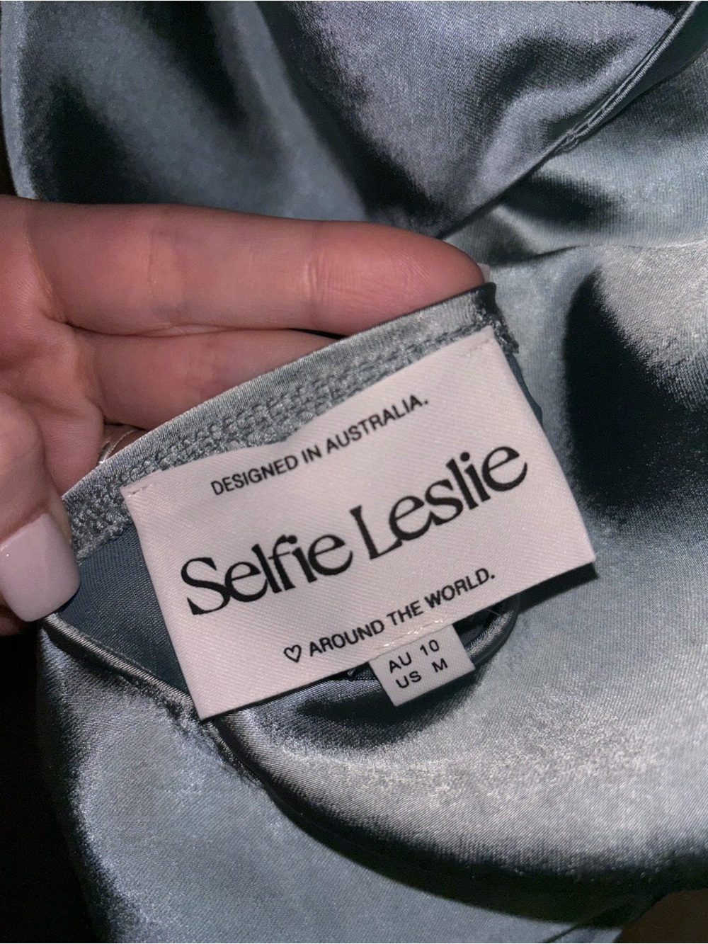 Selfie Leslie Satin Cowl Midi Dress in Light Blue - Picture 9 of 9